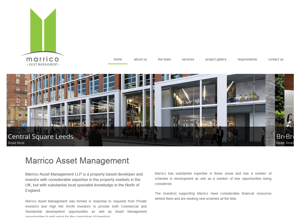 Marrico Asset Management Website Design Leeds