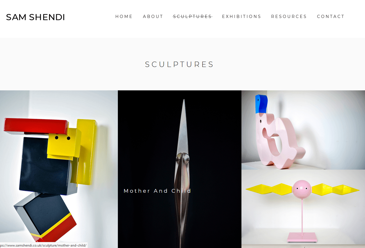 web design for sam shendi sculptures