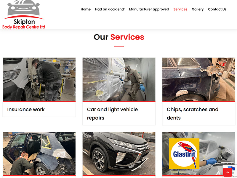 skipton body repair services website page