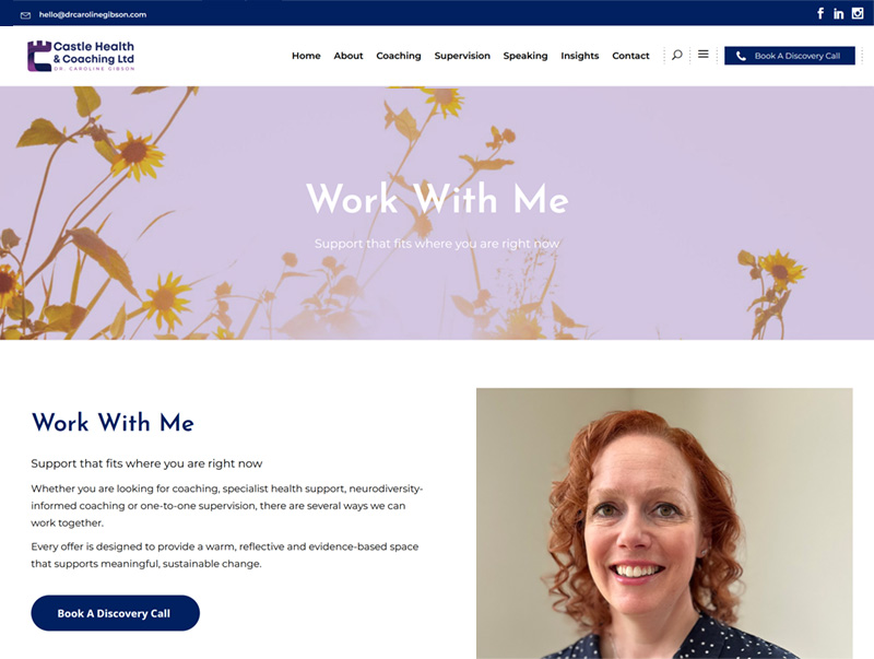 castle health coaching website design