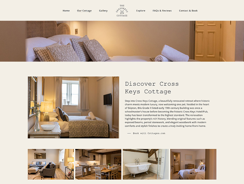 web design for Holiday Cottage in Skipton